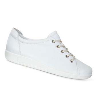Baskets Ecco Soft 2.0 Tie Femme Blanche | FR 231HAP